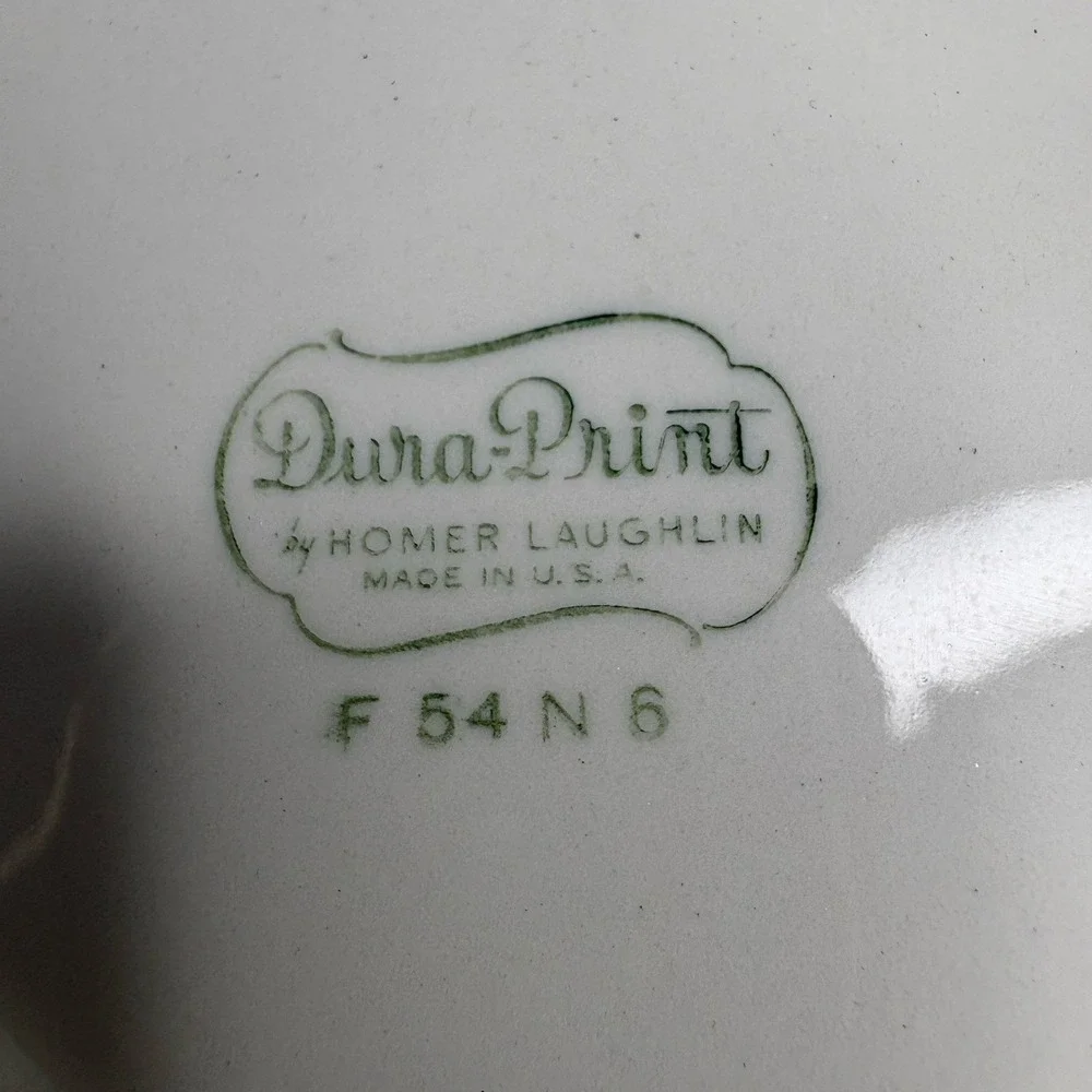 Homer Laughlin Dura Print Malay‎ Black White Floral Pattern 1950 MCM Soup Bowl